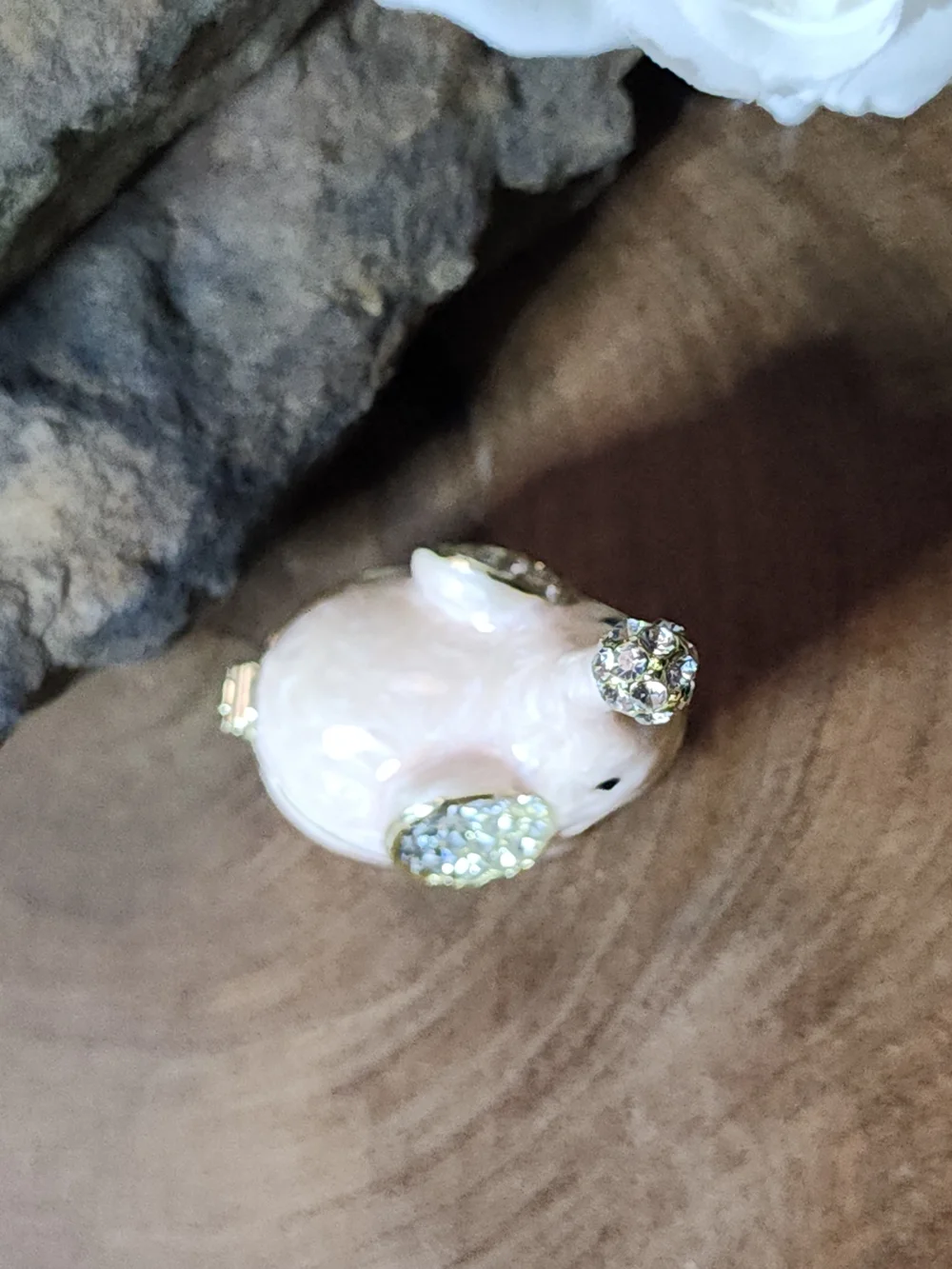 Adorable Baby Pink Elephant Enameled Jewelry Box Trinket Box